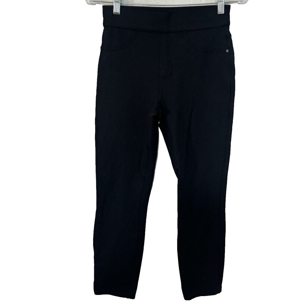 Spanx Pants Women Small Pull‎ On Ponte Knit Stretch Black Ankle